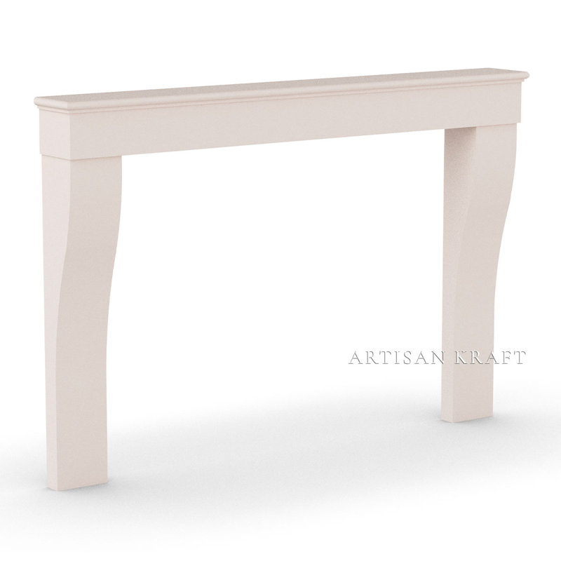 Encadrement de cheminée en pierre de taille Petite avec foyer Bullnose, Tanné, 7,75 po x 70 po x 47 po