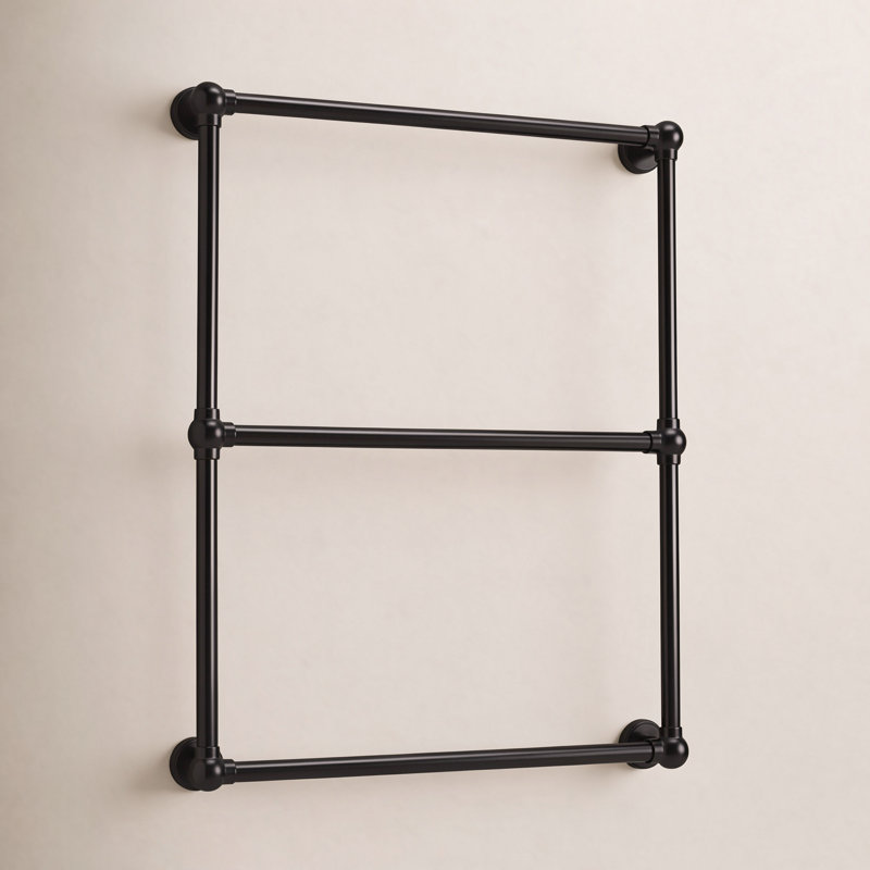 Kingston Brass Maximilien 24-Inch Wall Mount 3-Bar Towel Rack, Matte Black