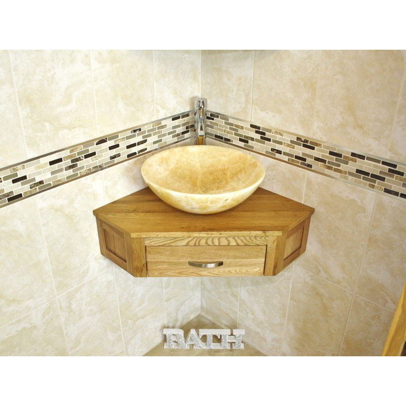 Couch 550mm Single Bathroom Vanity with Vessel St1 Basin, Golden Onyx, Oak