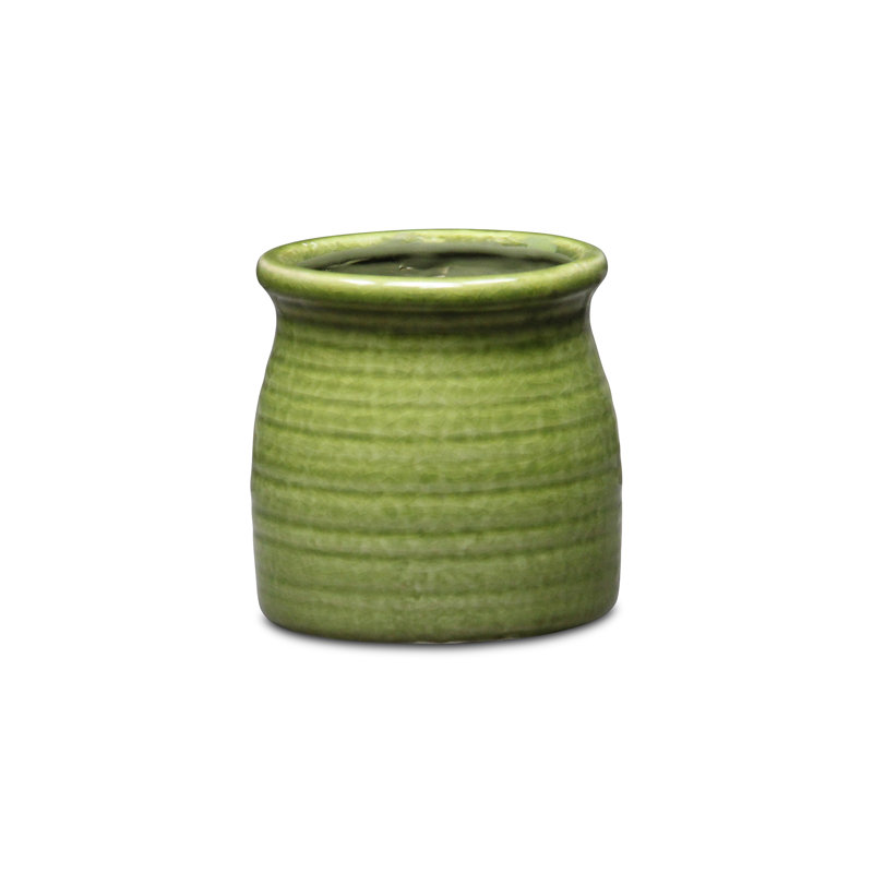 Miland Handmade Ceramic Pot Planter, 4" H x 3.75" W x 3.75" D, Green