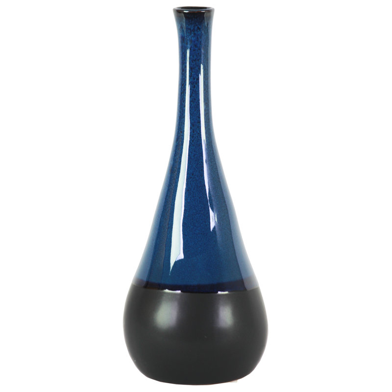 Perrodin Stoneware Table Vase, Blue, 13.75" H x 5.25" W x 5.25" D