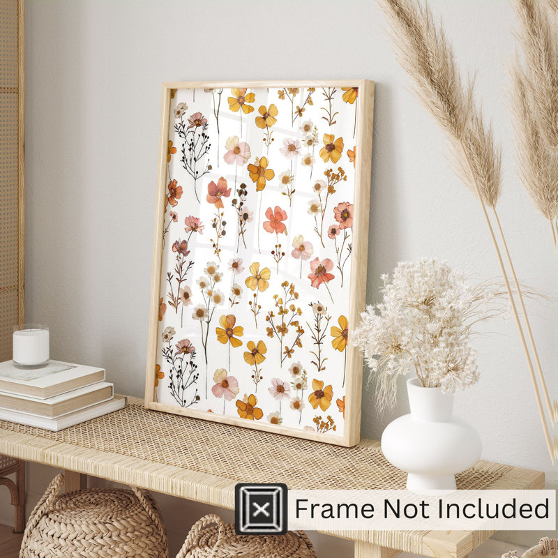 «Botanical Fall Wildflowers Pattern VII Cottage», reproduction d'art non encadrée, H 14 po x l 11 po