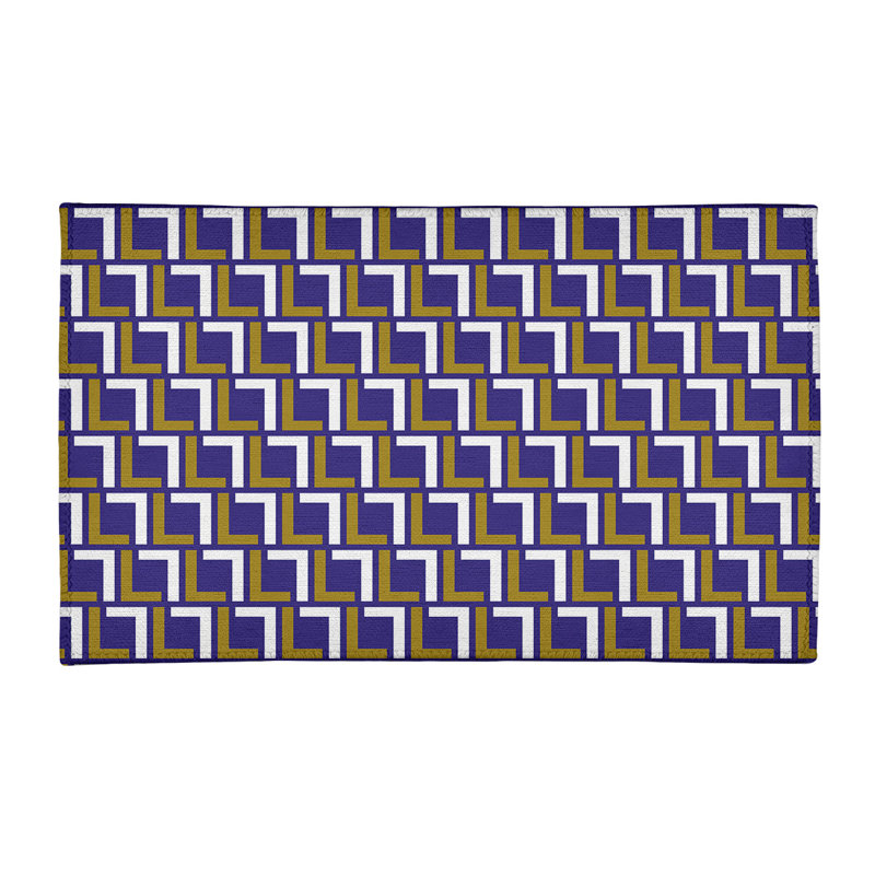 Tapis géométrique mauve / blanc / jaune, Rectangle 4 pi x 6 pi