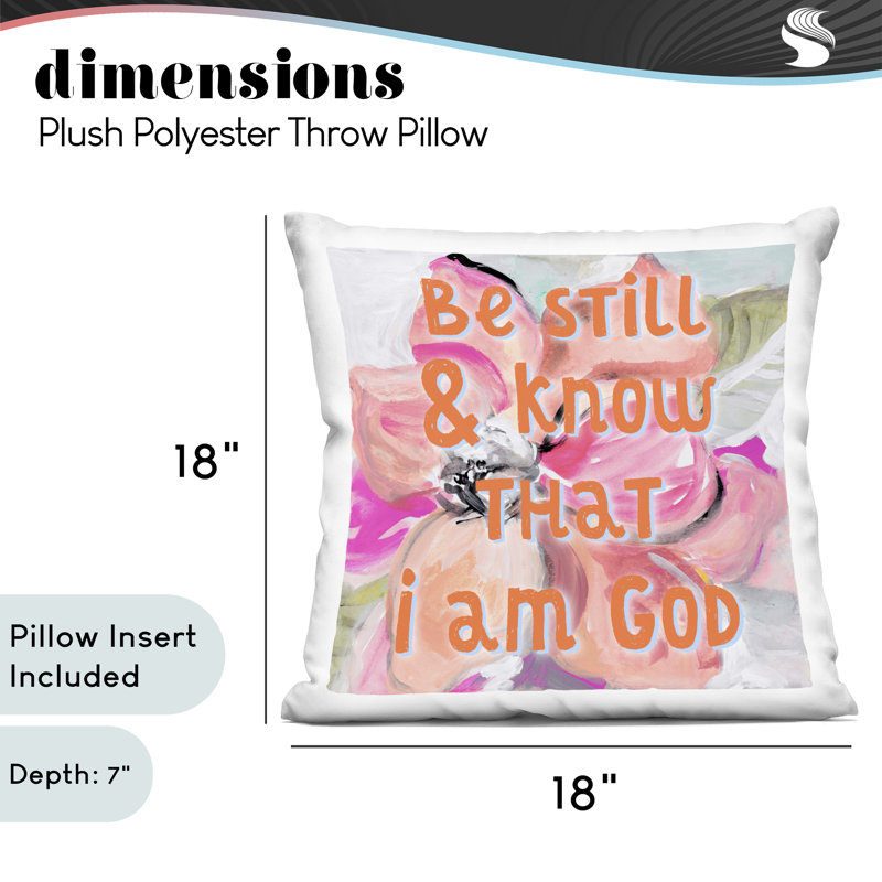 Coussin décoratif Be Still Pink Florals, 18 po x 7 po x 18 po, Motif floral rose