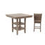 Ensemble de salle à manger 5 pièces à hauteur de comptoir grisâtre rustique avec table carrée et 4 chaises rembourrées