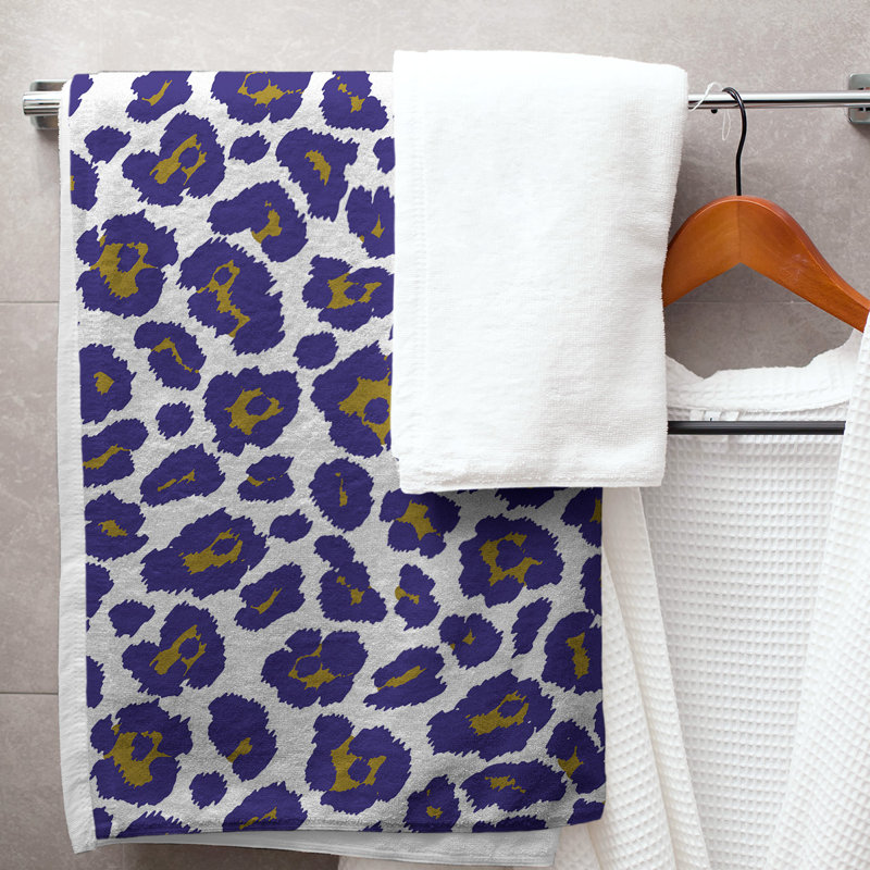 Lucida Bath Towel, Microfiber, White/Metallic Gold/Purple