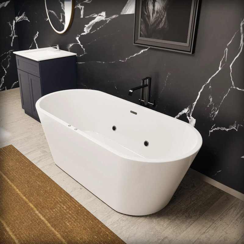 67" Freestanding Soaking Acrylic Bathtub