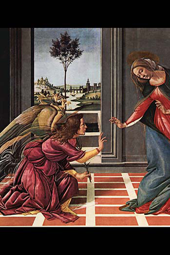 L’annonciation par sandro botticelli-impression, H 36 po x l 24 po x P 1,5 po