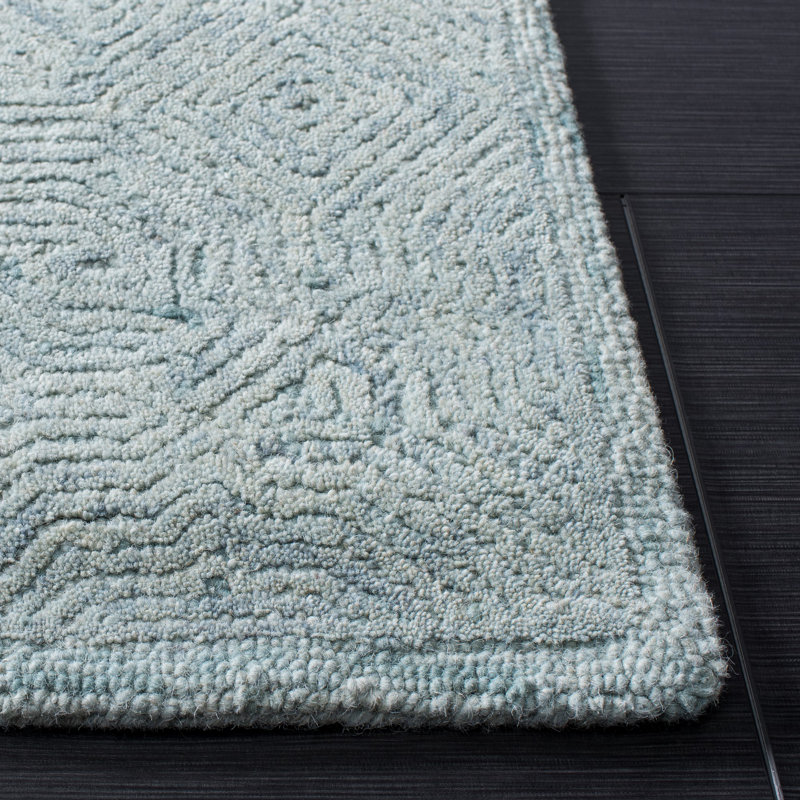 Ahmyiah Hand Tufted Wool Abstract Rug, Square 6'
