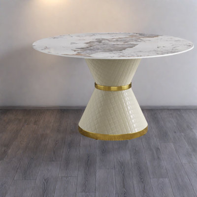 Durable Modern Sintered Stone Dining Table, White, Seats 6