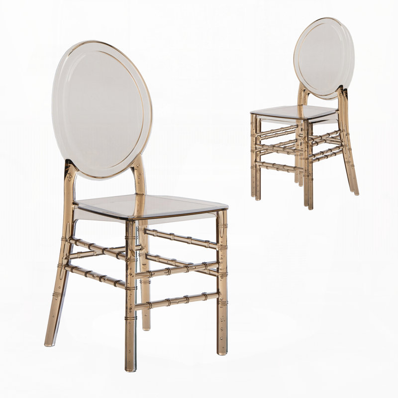 Ensemble de 2 chaises empilables en acrylique Ambre, Amber