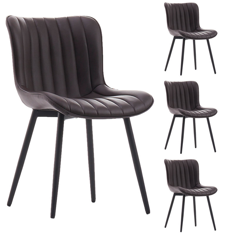 Chaises de salle à manger rembourrées en similicuir Heitger, Brun