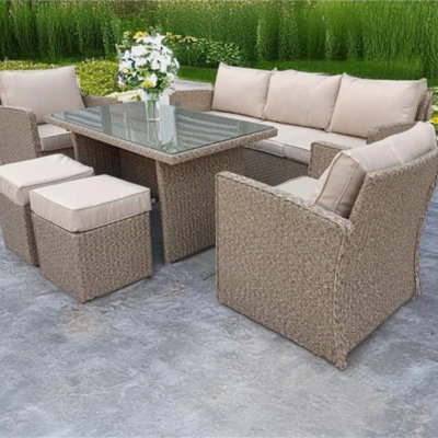 7 - Person Wicker Patio Dining Set with Rectangular Table