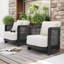 Modern Rope Woven Patio Chair with Aluminum Frame and Wood Grain;Weather-Resistant Outdoor Armchair for Pool and Garden-1477087249