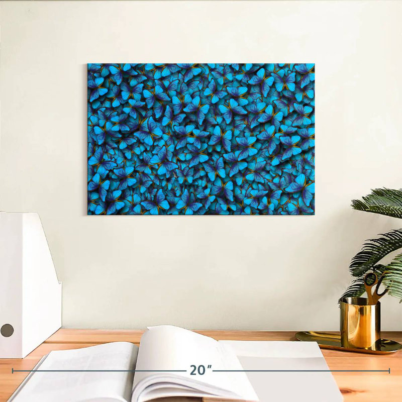 Motif de papillon bleu Crowle, H 8 po x l 12 po