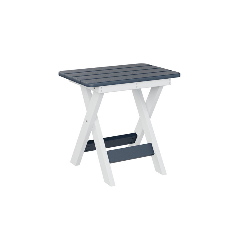 Berlin Gardens Regular Top With White Base Folding End Table, Navy Blue
