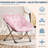 Rabbit Fur Saucer Chair, Foldable Faux Fur Lounge Chair with Metal Frame, Pink-1527632425