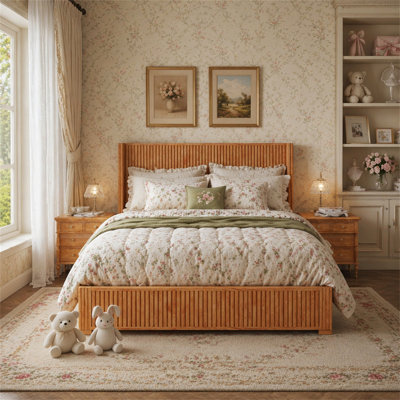 Solid Wood Platform Bed Frame with Headboard