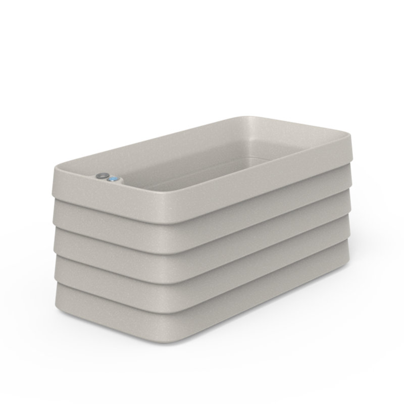 Slat Rectangular Self Watering Planter Box, 17" H x 36" W x 17" D, Parchment
