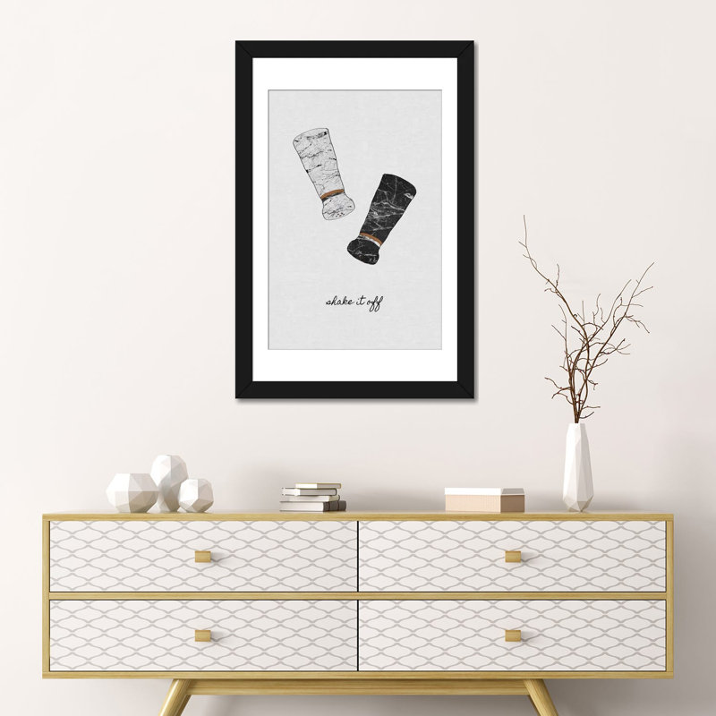 « secoue it off », impression sur toile, Papier d'art encadré noir, Blanc, H 24 po x l 16 po x P 1 po