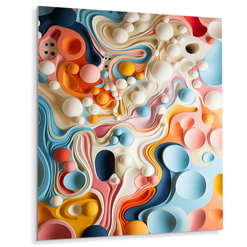 «Colorful Tidal Swirls Art I», reproduction d'art murale abstraite en métal, H 20 po x l 12 po x P 1 po