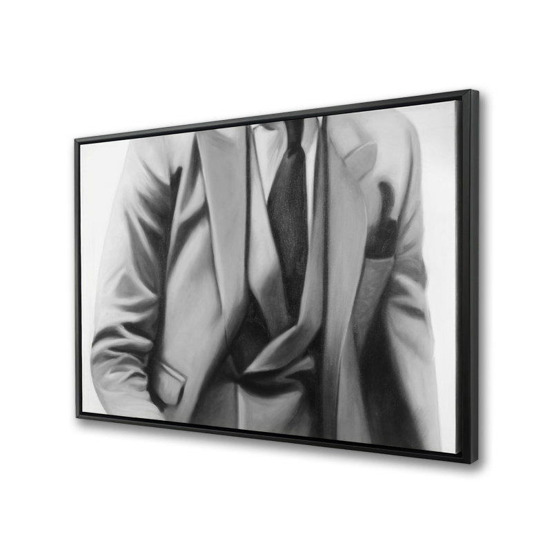 Toile encadrée de chambre à coucher élégante homme d'affaires rétro | Décoration intérieure, H 37,25 po x l 25,25 po