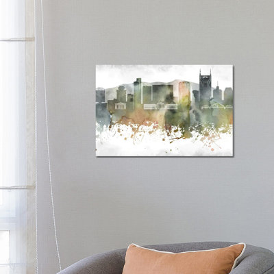 Nashville Skyline by WallDecorAddict - Wrapped Canvas Print