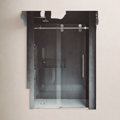Elan 64-68" W x 74" H Sliding Frameless Shower Door with 3/8" Clear Glass