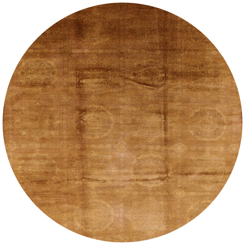 Tapis brun à motif oriental, Rond 5 pi
