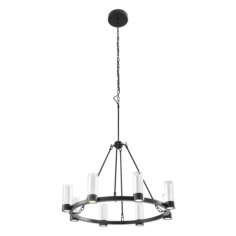 8 - Light Dimmable LED Wagon Wheel Chandelier, Matte