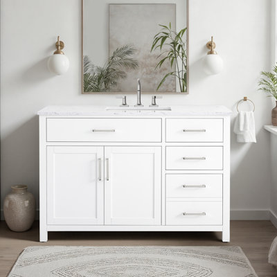 Ensemble de meuble-lavabo simple 48 po avec plateau en marbre d'ingénierie Shamar