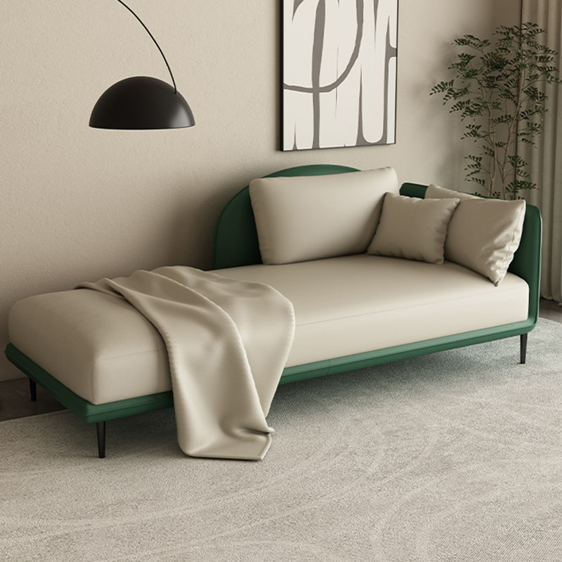 Méridienne Lenzi, Beige et vert, Accoudoir à droite (vu de face)
