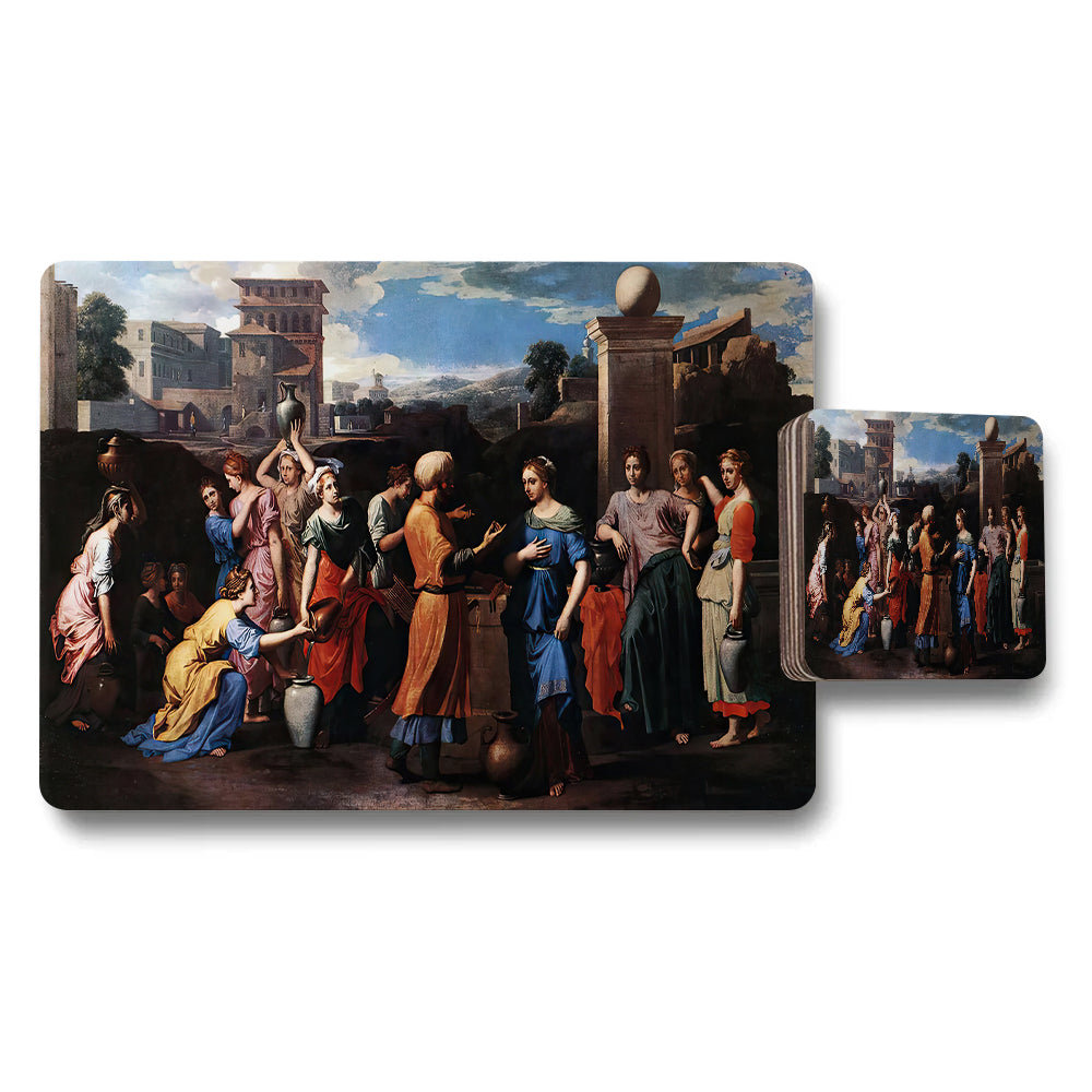 Classical Artwork Placemat And Coaster Set With Renaissance Scene