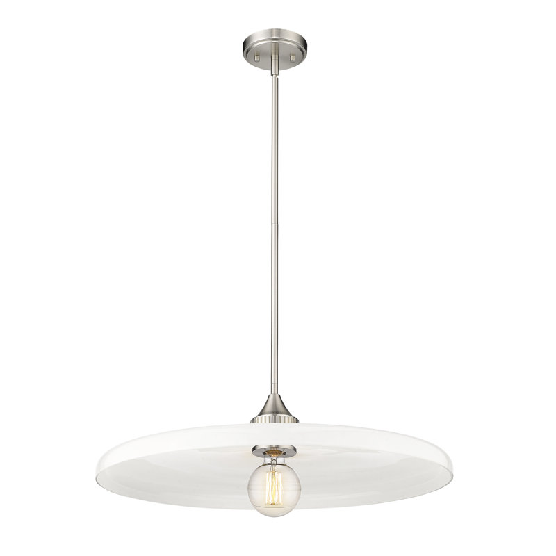 Jamyla 1 - Light Unique/Statement Pendant, Brushed Nickel, Gloss Opal, 6.75" H x 24" W x 24" D