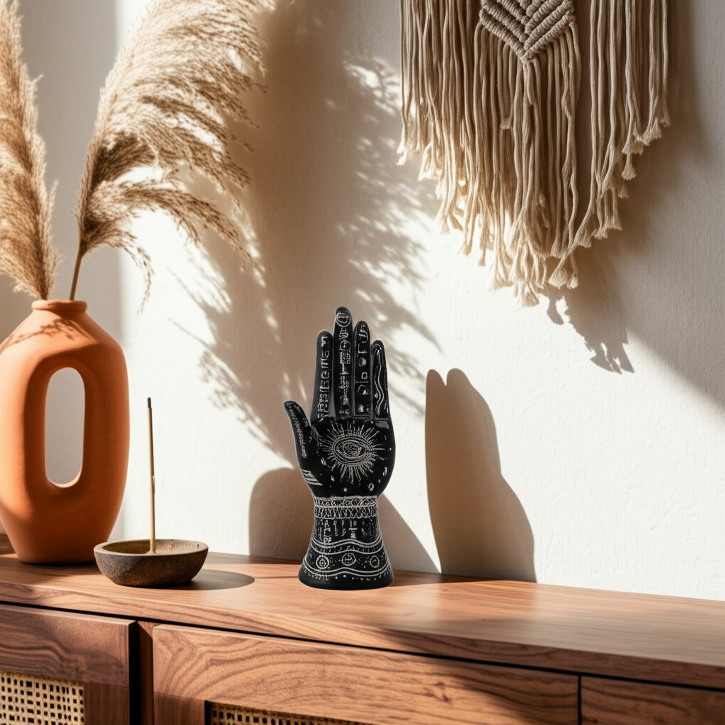 Valensia Decorative Object Resin and Polyresin Hand Sculpture with Symbolic Detailing Dakota Fields