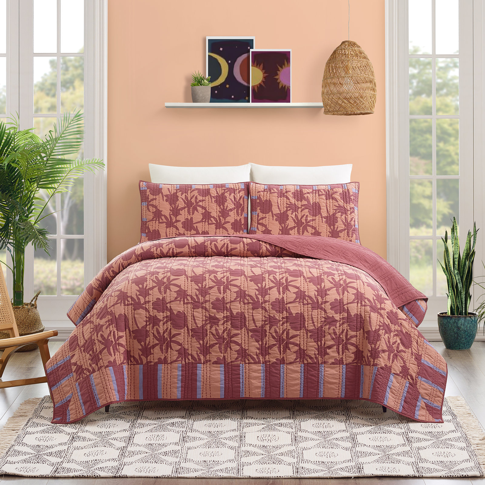 Natalia Cotton Quilt Set, King Quilt + 2 King Shams