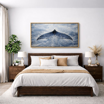Whale Tail Ocean Splash Coastal Nautical Minimalist Wall Decor Extra Large Pictures Framed Canvas Print Wall Art