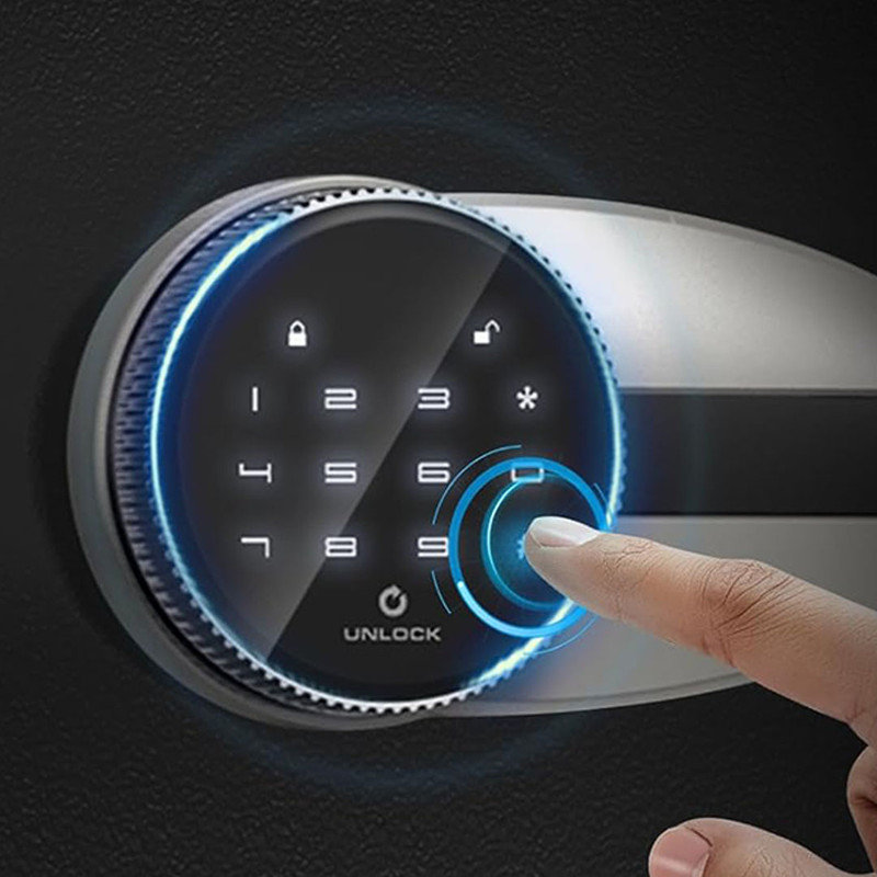 Fireproof Safe Box with Mute Function & Touch Screen Keypad, Money Safe with Removable Shelf & Led Light, Wall or Floor Mounting
