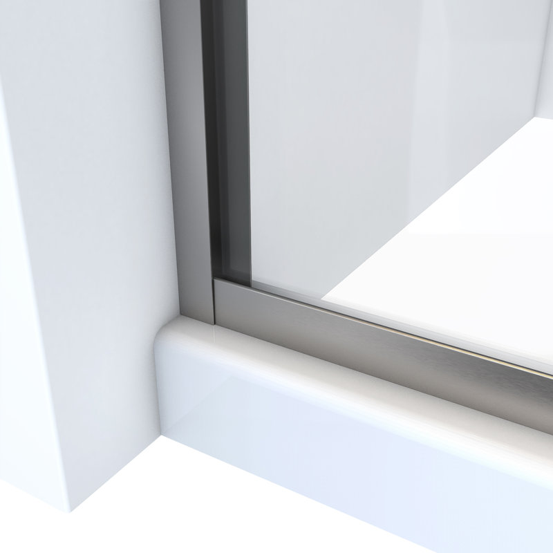 Porte de douche demi-cadre E 48 "x H 74,5" Ese, Nickel brossé, 0,3125 po.