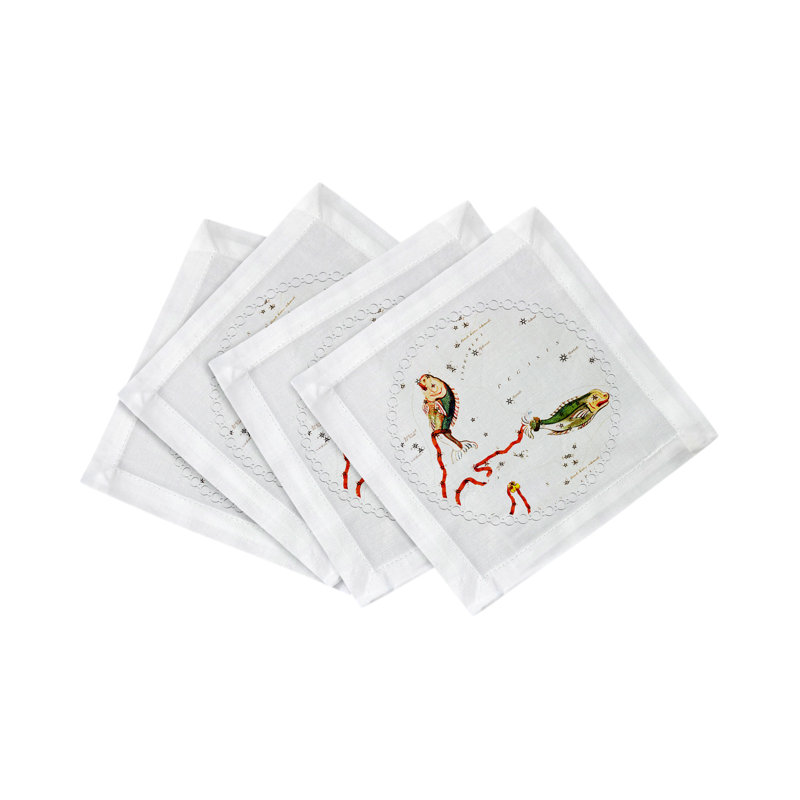 Serviette Zodiac Pisces, Blanc