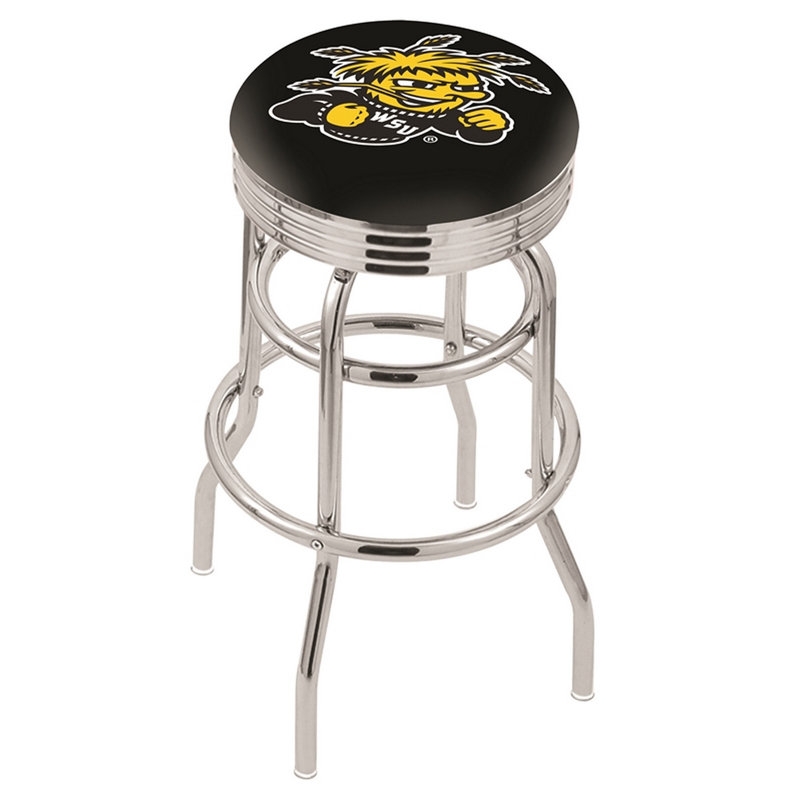Tabouret de bar Logo Series, Tabouret de bar d'une hauteur de siège de 30 po, Double anneau chromé