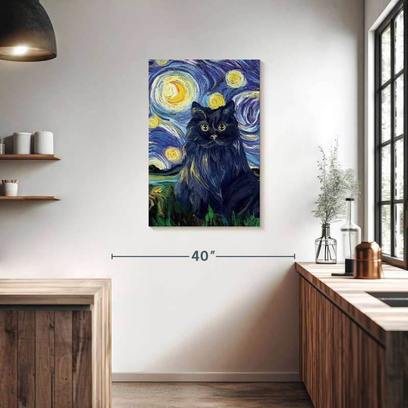 Brampt Abstract Black Cat, 36" H x 24" W