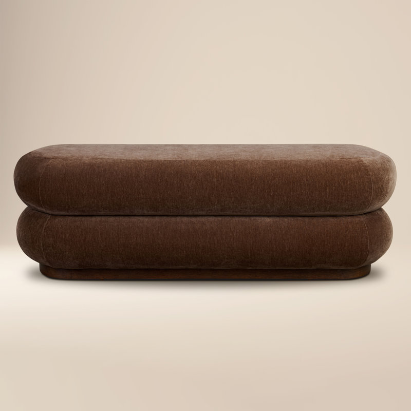 Banc rembourré en velours 52 po Varde, Brun