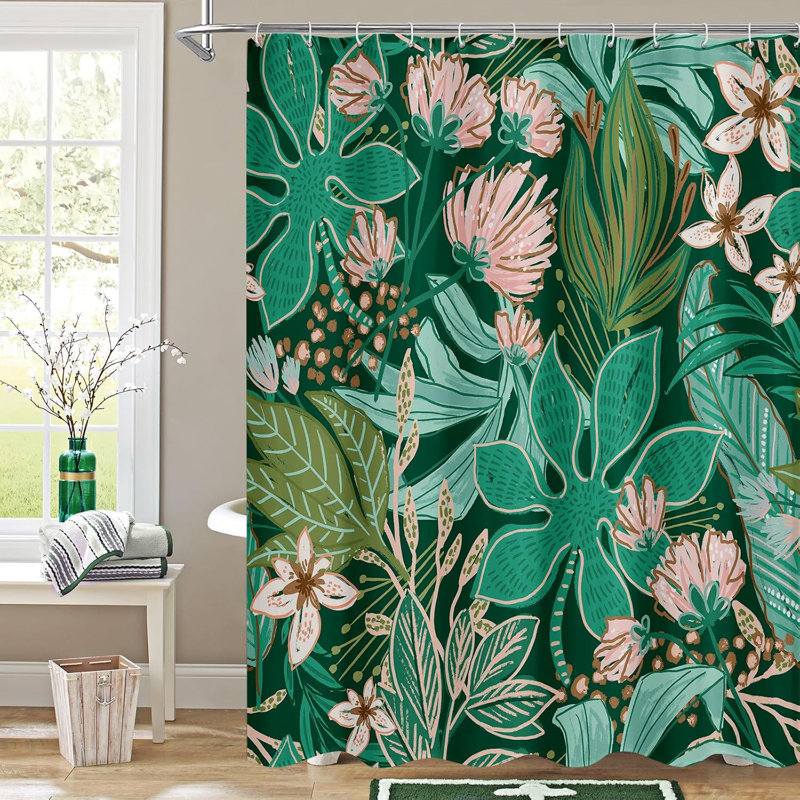 Rideau de douche à motif floral Boho