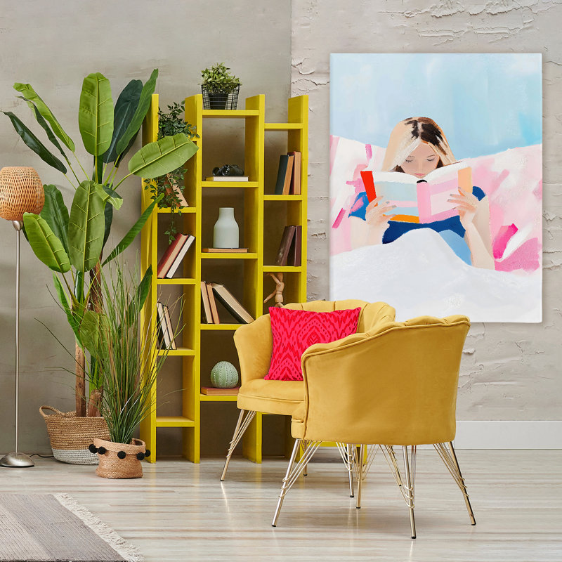 Cozy Reading In Bed Canvas, design by The Prints Vibe, 40 x 30