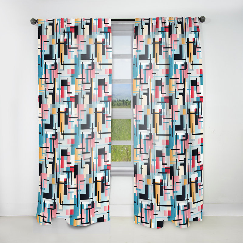 Rideau en velours moderne Urban Geometric I - obscurcissant - 1 panneau, L 52 po x L 120 po