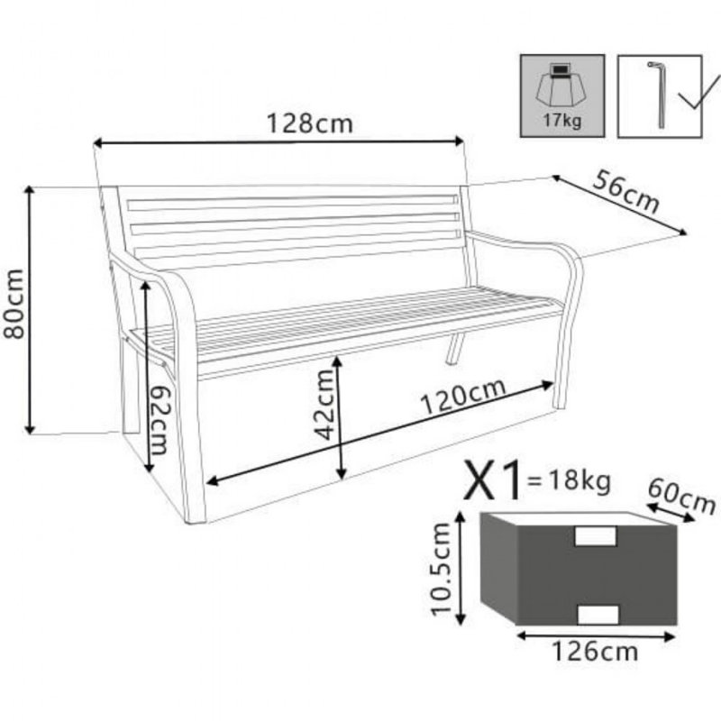Mirena Rectangular Metal Outdoor Dining Table , 128cm cm W 56cm cm D