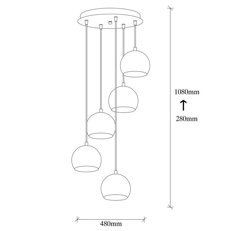 Luminaire suspendu en forme de dôme à 5 lumières Philo