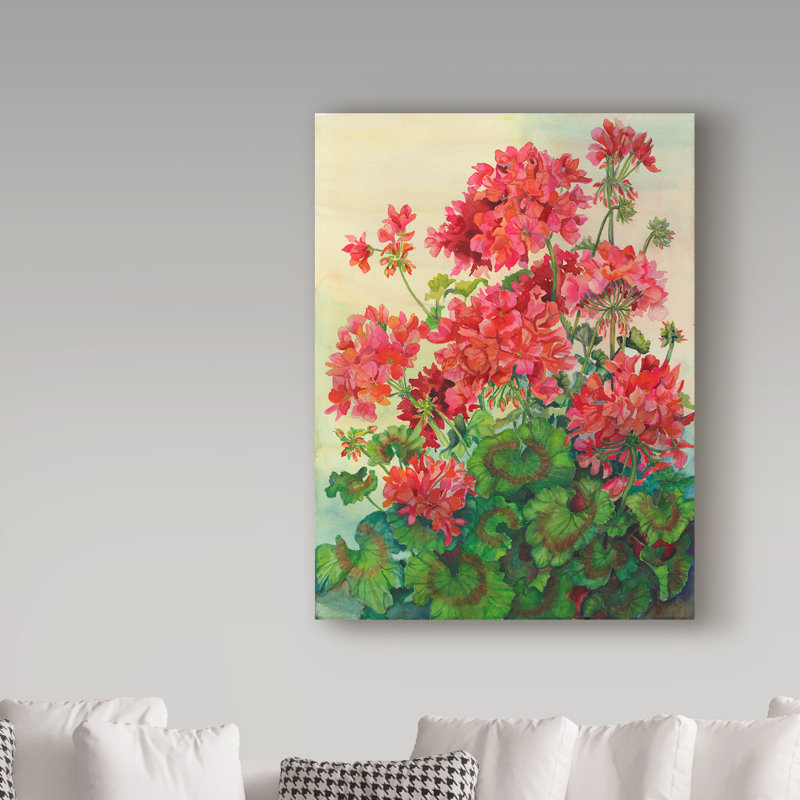 «Geraniums» Deetra, reproduction d'art sur toile tendue, H 24 po x l 18 po x P 2 po