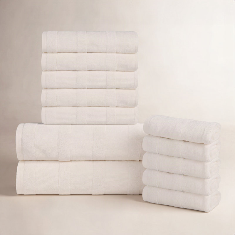 Ensemble de serviettes de bain 12 pièces 100% coton Oilton, Ivoire